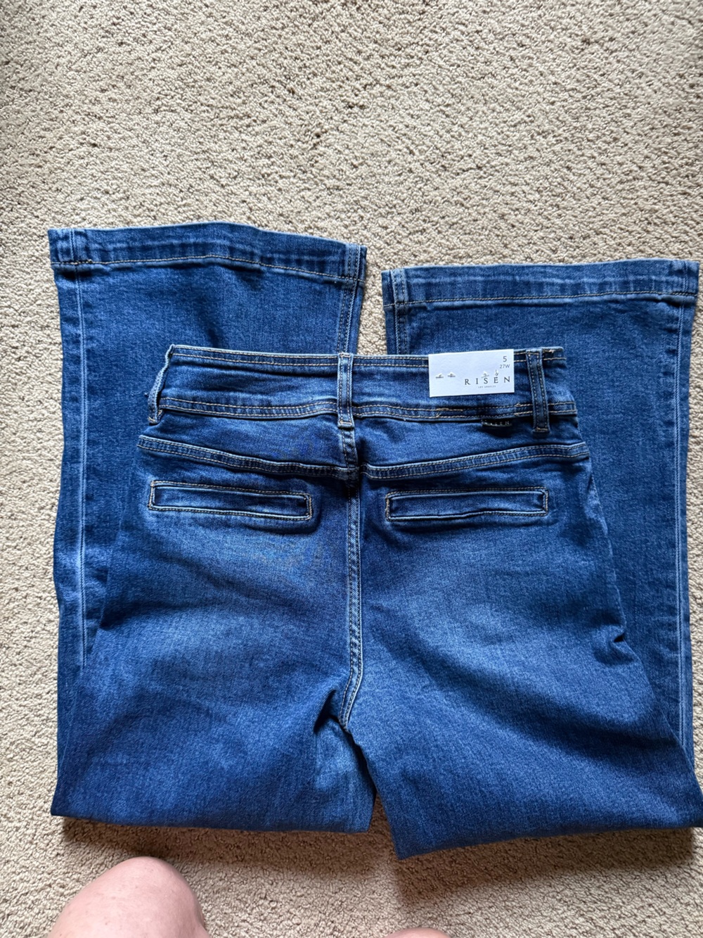 Risen Women's Dark Blue Wide-Leg Jeans with Chain Trim - Picture 10 of 12